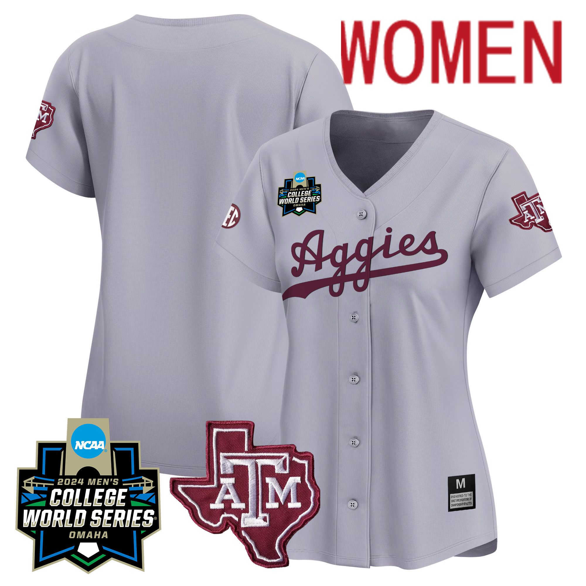 Women Texas A&M Aggies Blank Grey 2024 College World Series Vapor Premier Limited NCAA Jersey